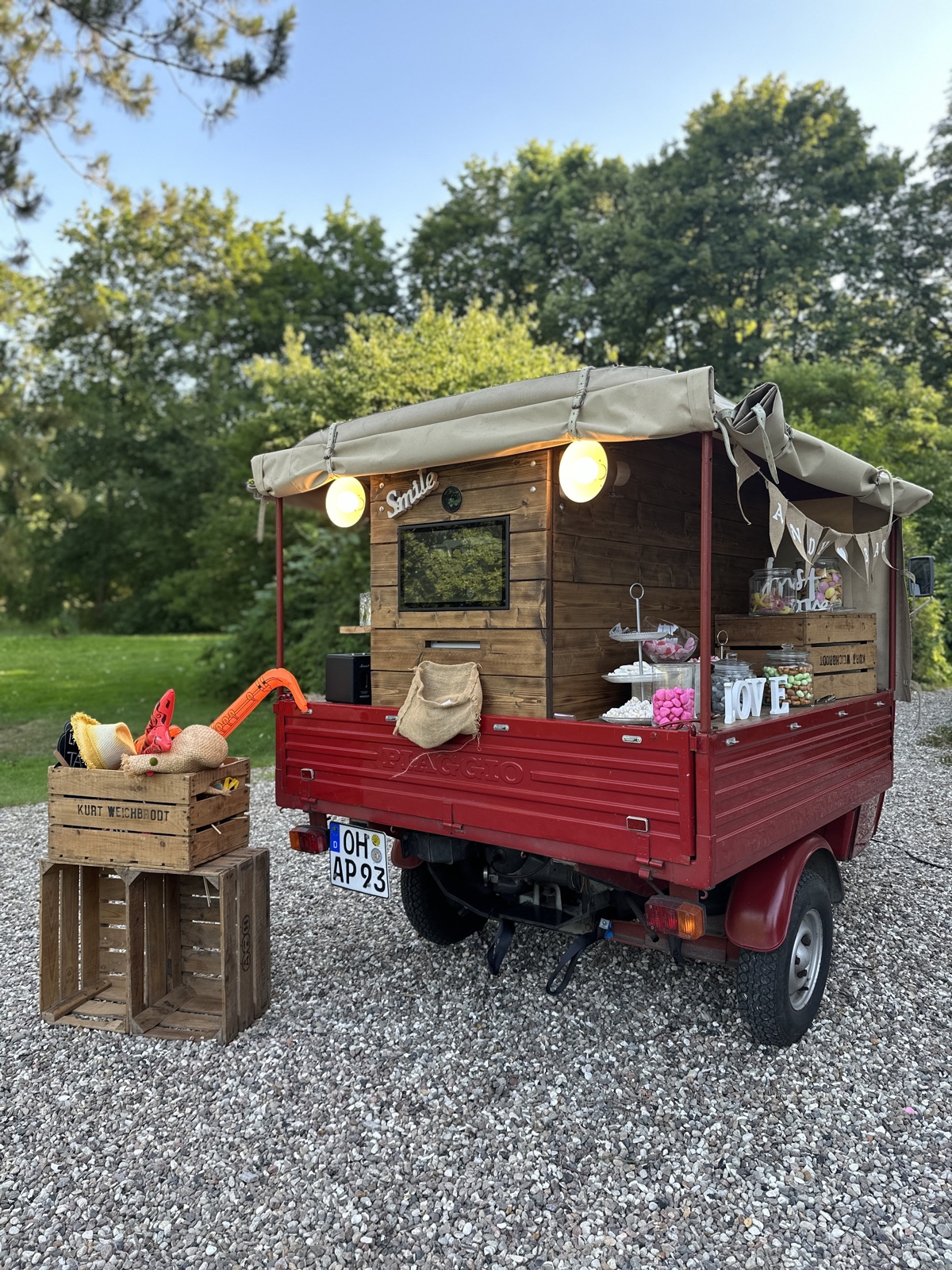 Die Bella Fotobox Ape – Nahaufnahme des charmanten Event-Highlights